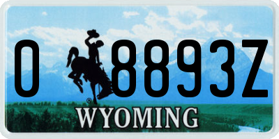 WY license plate 08893Z