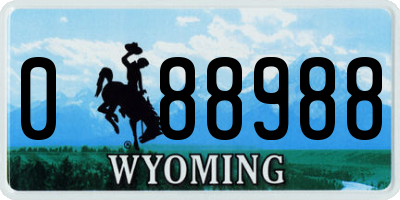 WY license plate 088988
