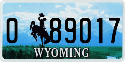 WY license plate 089017
