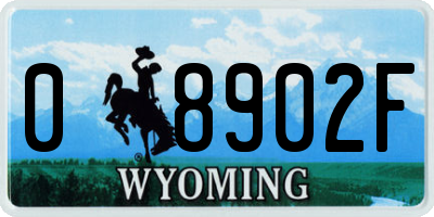 WY license plate 08902F
