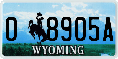 WY license plate 08905A