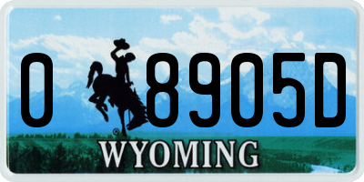 WY license plate 08905D