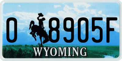 WY license plate 08905F