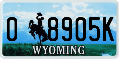 WY license plate 08905K