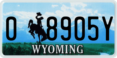 WY license plate 08905Y