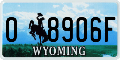 WY license plate 08906F