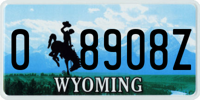 WY license plate 08908Z