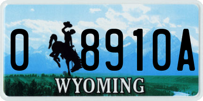 WY license plate 08910A