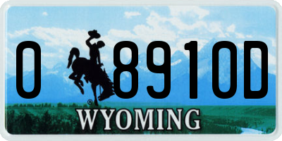 WY license plate 08910D