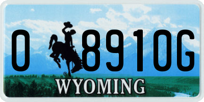 WY license plate 08910G