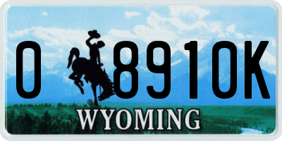 WY license plate 08910K