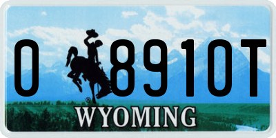 WY license plate 08910T