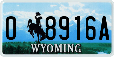WY license plate 08916A