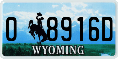 WY license plate 08916D