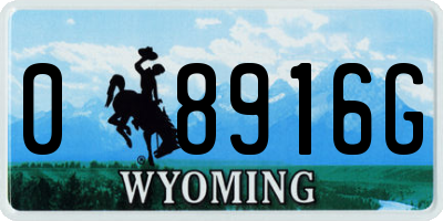 WY license plate 08916G