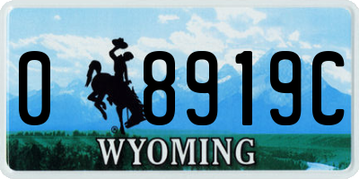 WY license plate 08919C