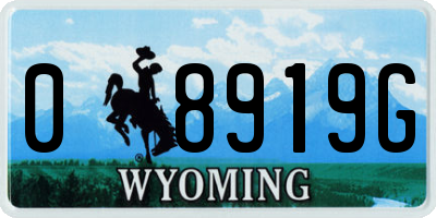 WY license plate 08919G
