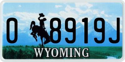 WY license plate 08919J