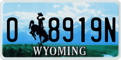 WY license plate 08919N