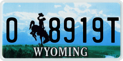 WY license plate 08919T