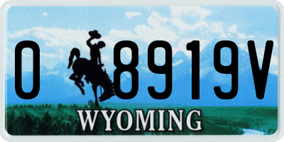 WY license plate 08919V