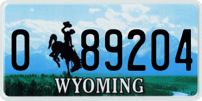WY license plate 089204