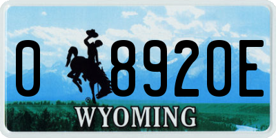 WY license plate 08920E