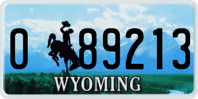 WY license plate 089213