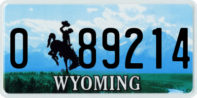 WY license plate 089214