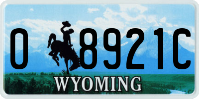 WY license plate 08921C