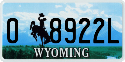 WY license plate 08922L