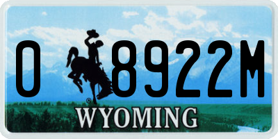 WY license plate 08922M