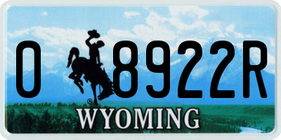 WY license plate 08922R
