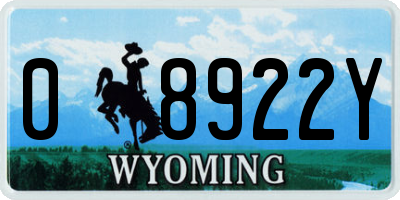 WY license plate 08922Y