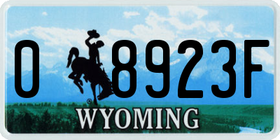 WY license plate 08923F