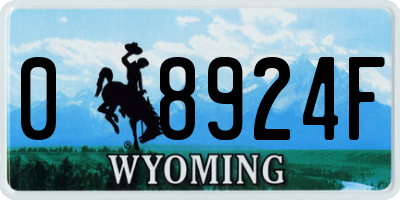 WY license plate 08924F