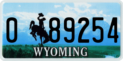 WY license plate 089254
