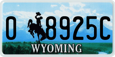 WY license plate 08925C