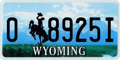 WY license plate 08925I