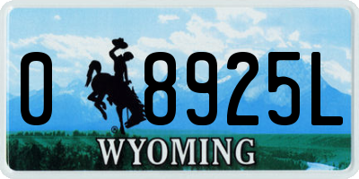 WY license plate 08925L