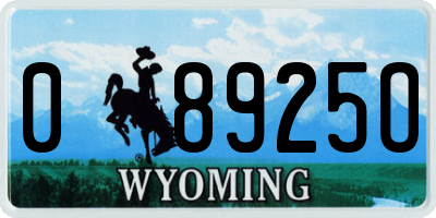 WY license plate 08925O