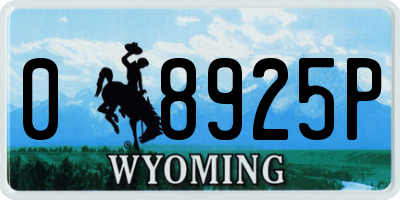 WY license plate 08925P