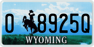 WY license plate 08925Q