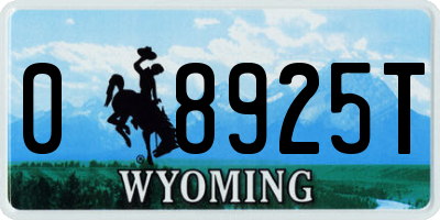 WY license plate 08925T