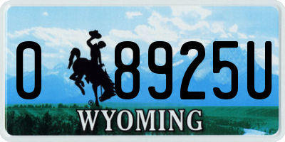 WY license plate 08925U