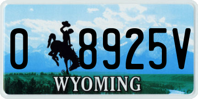 WY license plate 08925V