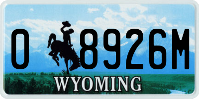 WY license plate 08926M