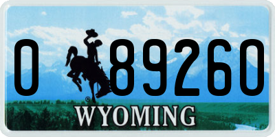 WY license plate 08926O