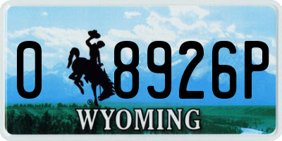 WY license plate 08926P