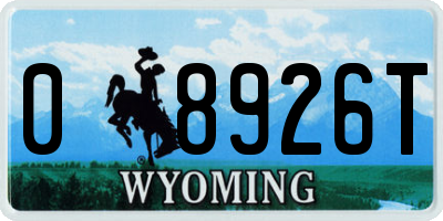 WY license plate 08926T